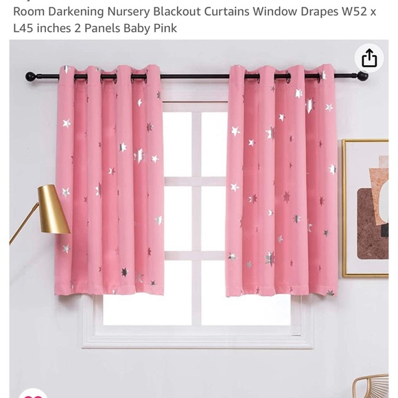 Pink Star curtains 4panels 52”x45”. Darkening - Picture 2 of 2